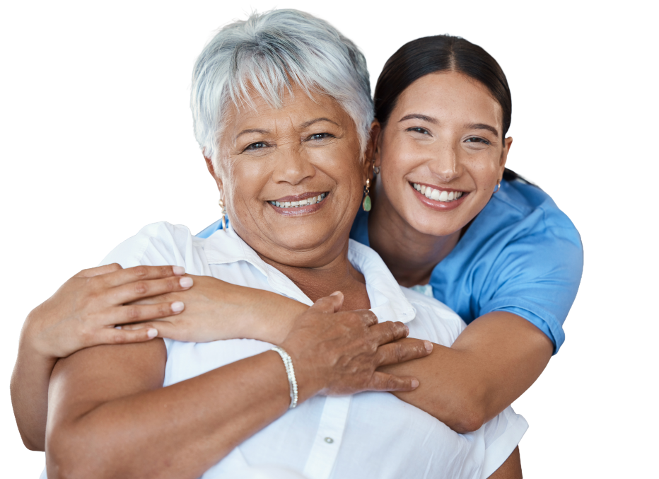 A caregiver supporting an older adult at home