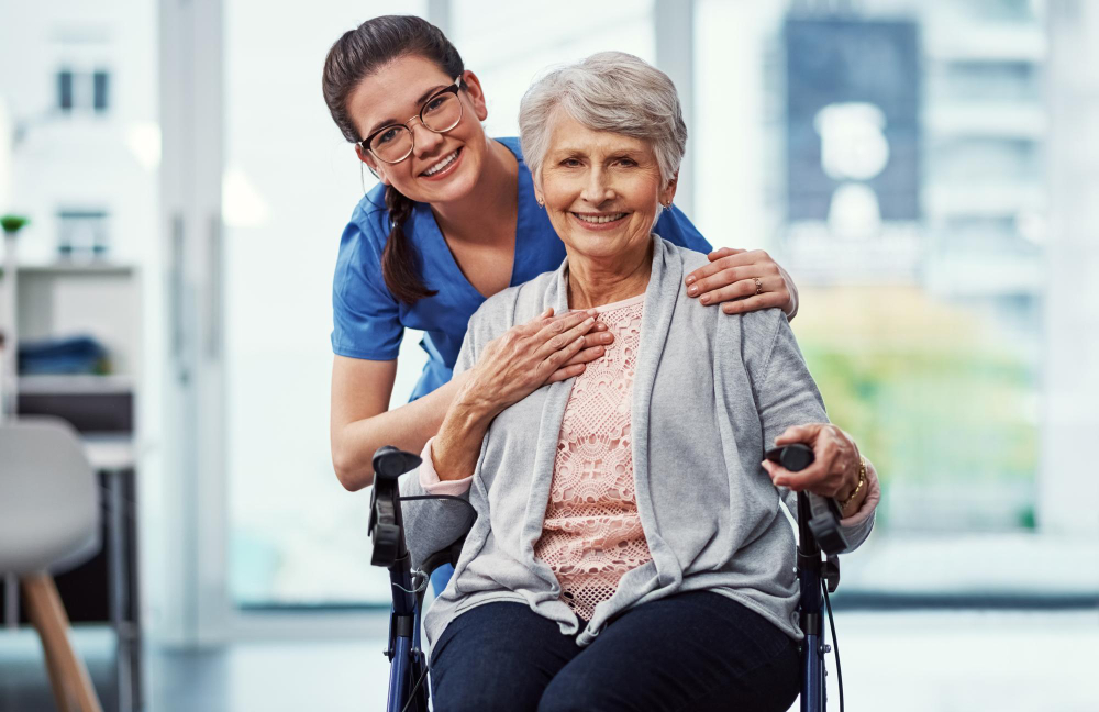A caregiver supporting an individual with daily mobility at home